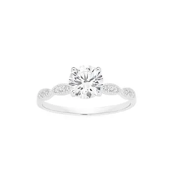 Silver CZ Solitaire & Marquise Ring