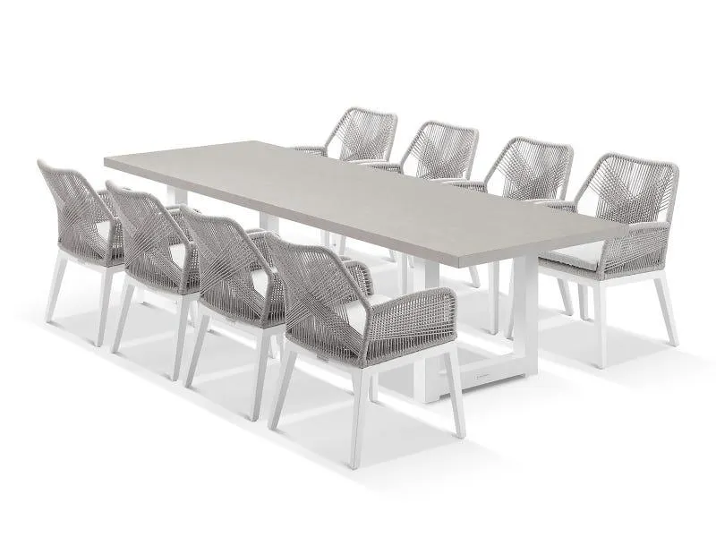 Modena Ceramic Table With Serang Chairs 9pc Outdoor Dining Setting