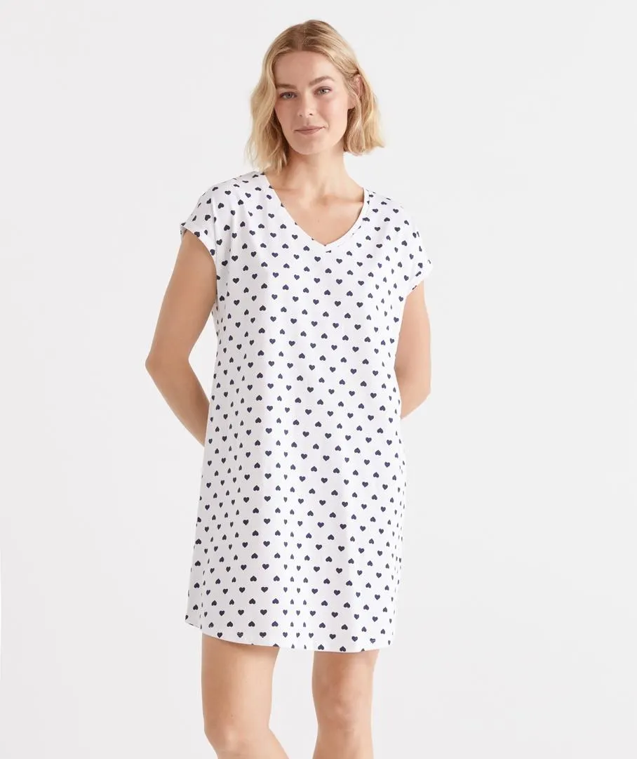 Australian Cotton Heart Print V Neck Nightie