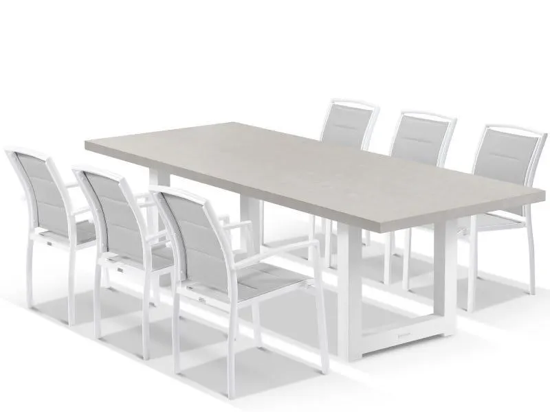 Modena Ceramic Table With Verde Chairs 7pc Outdoor Dining Setting
