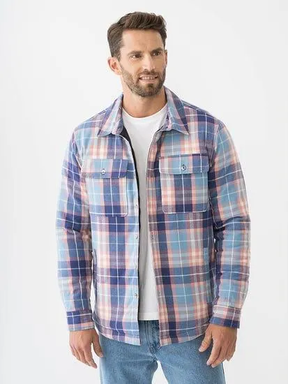 Quilted Flannelette Shirt Blue Pink Check