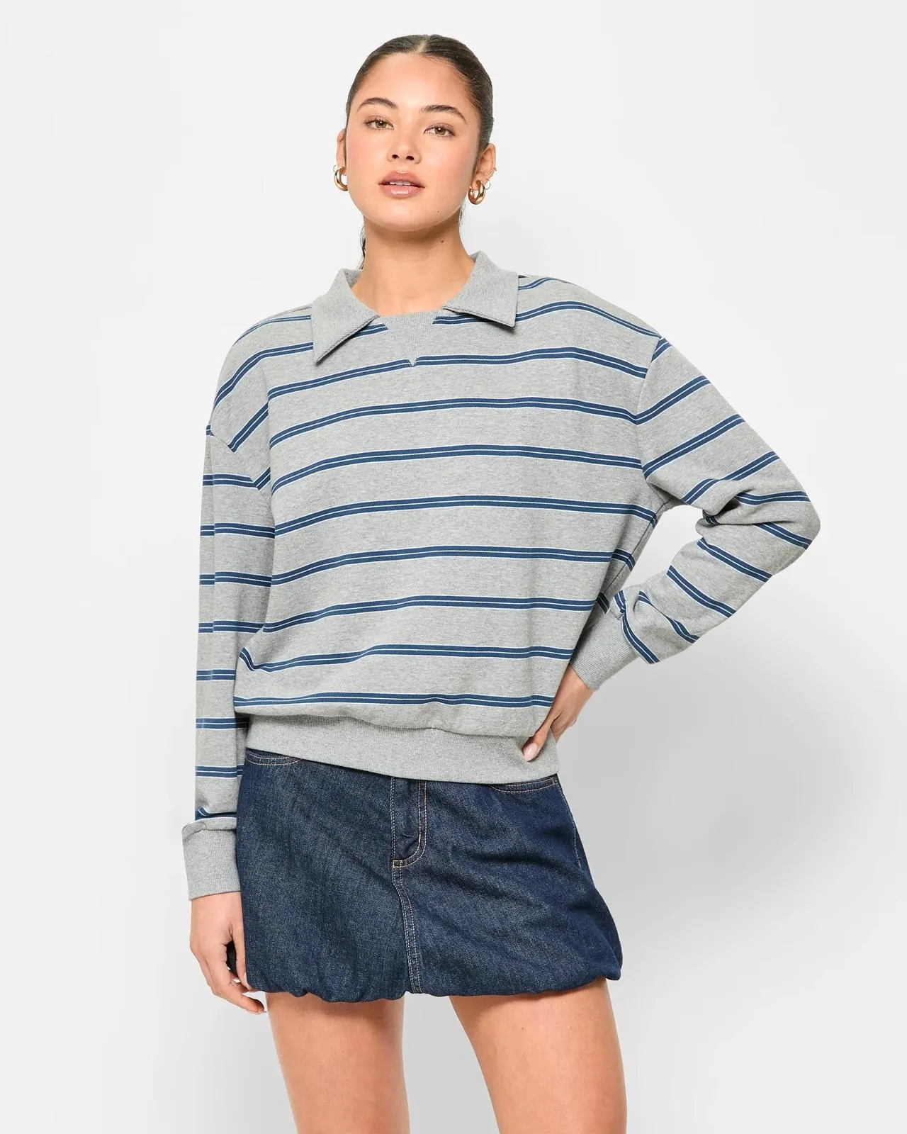 Australian Cotton Blend Rugby Top - Lily Loves - Grey Stripe