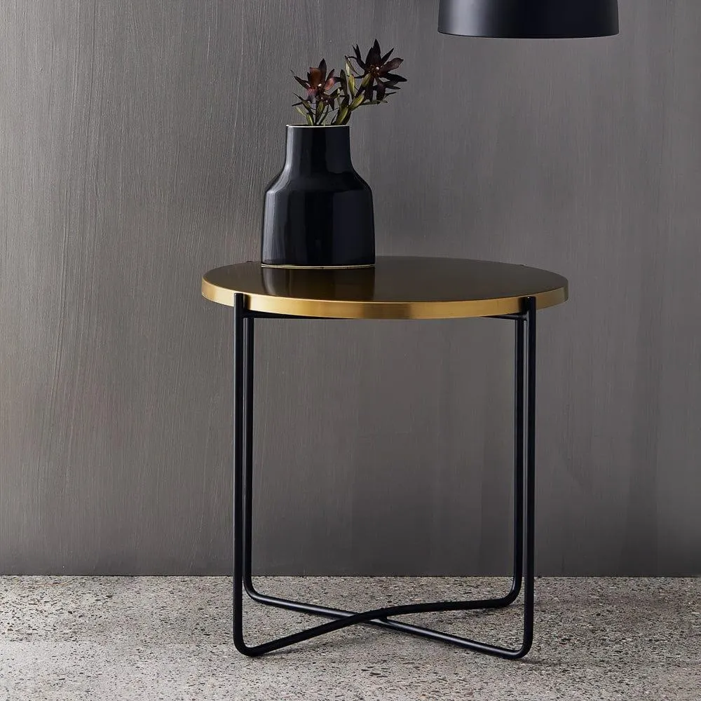 Home Beautiful Round Brass Side Table