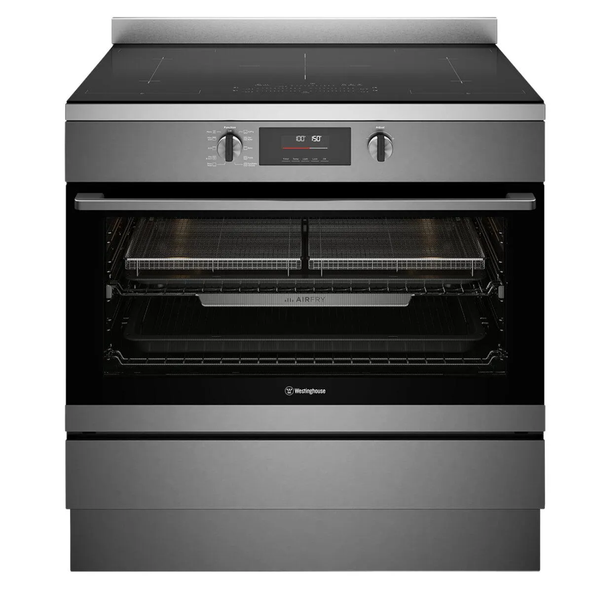 Westinghouse 90cm Induction Pyrolytic Freestanding Cooker with SteamBake Dark Stainless Steel WFEP9757DD