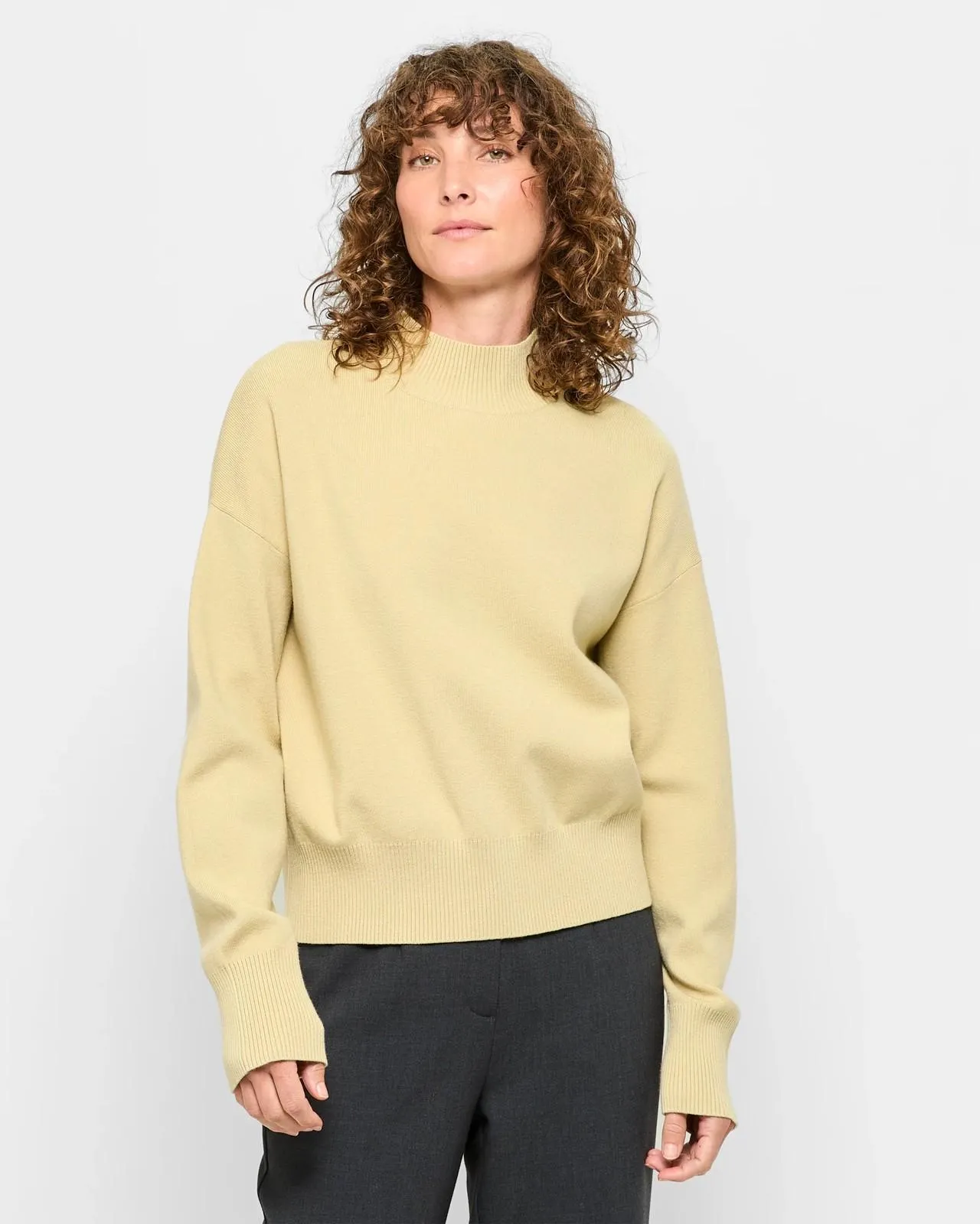 Long Sleeve High Neck Sweater - Preview - Matcha