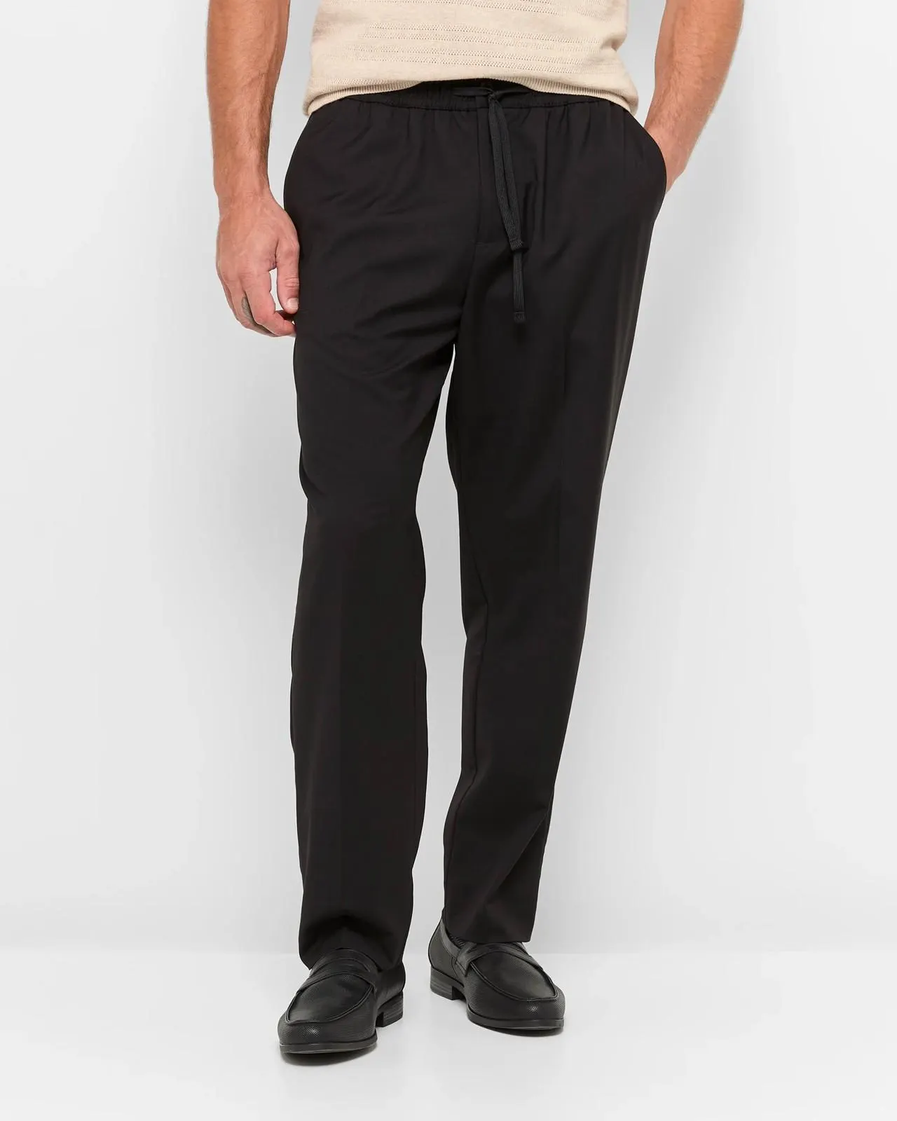 Relaxed Elastic Waist Pants - Preview - Black