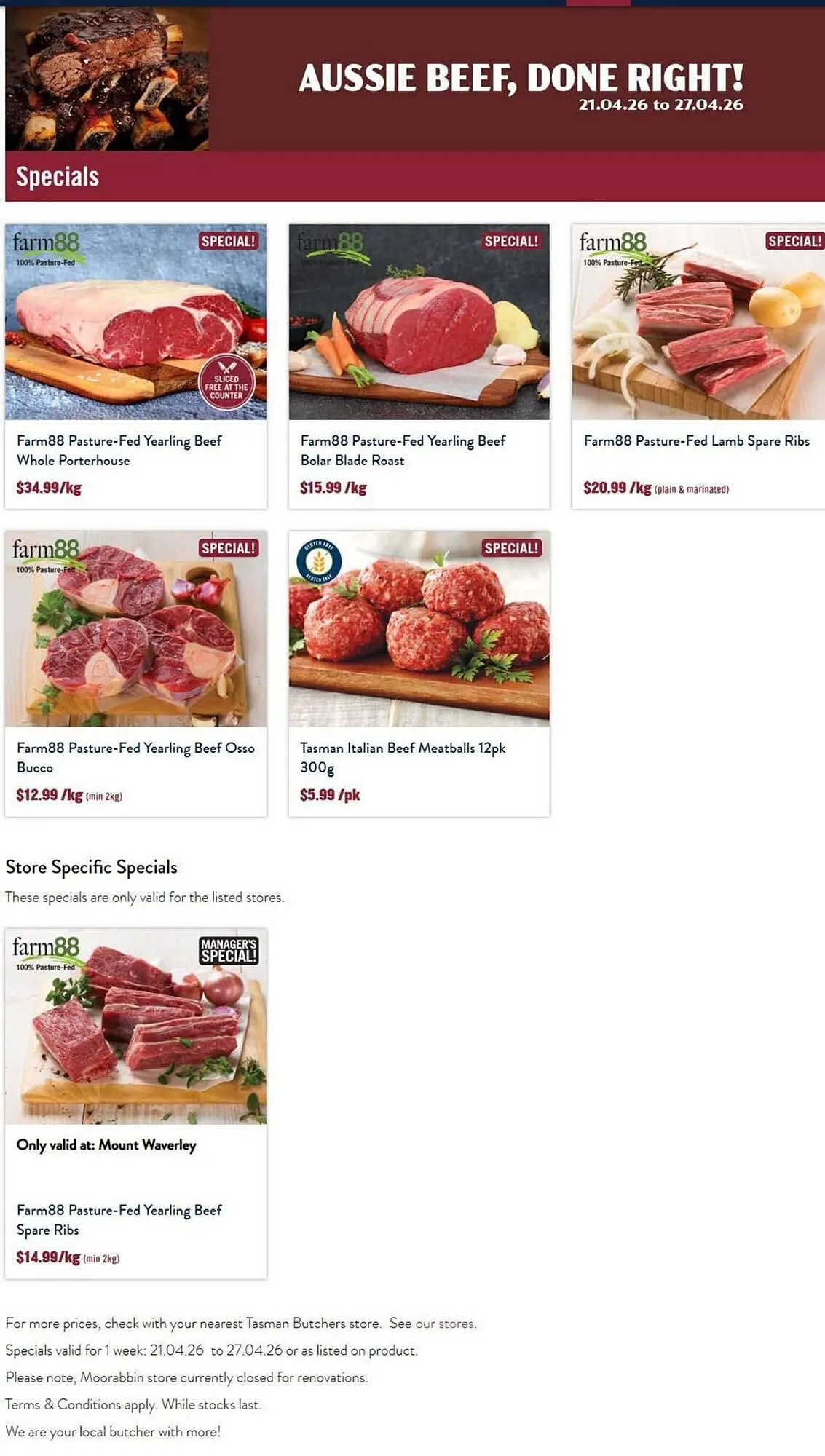 Tasman Butchers catalogue - Catalogue valid from 21 April to 27 April 2026 - page 1