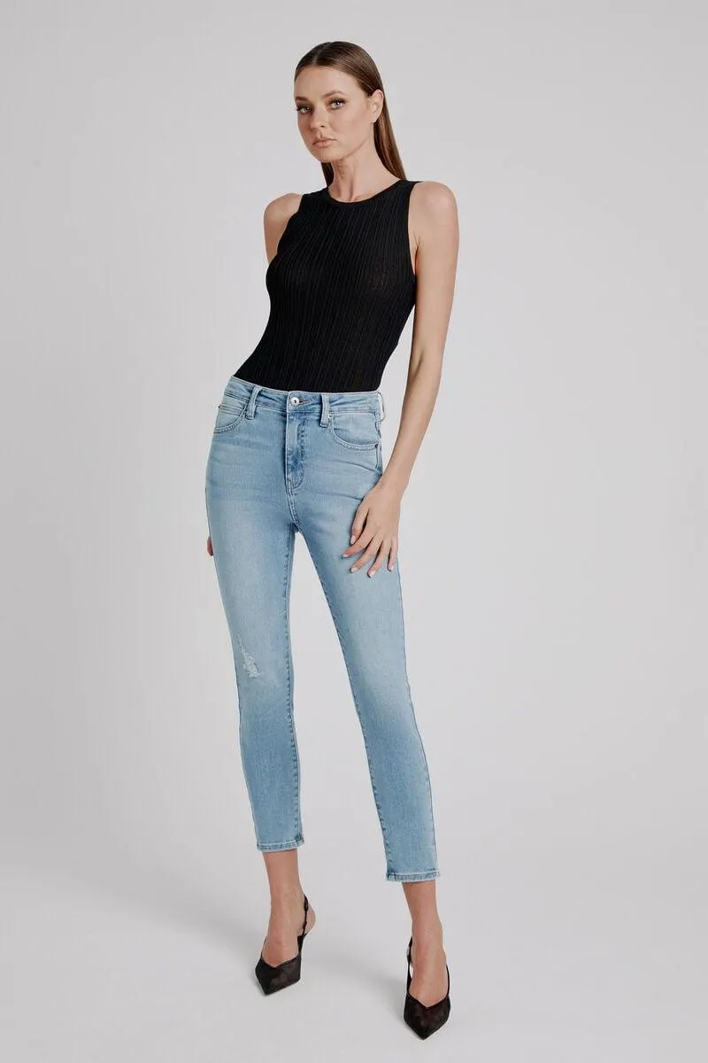 khloe hi crop rip jeans in light denim