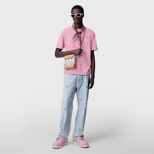 Embroidered Signature Short-Sleeved Cotton Crewneck