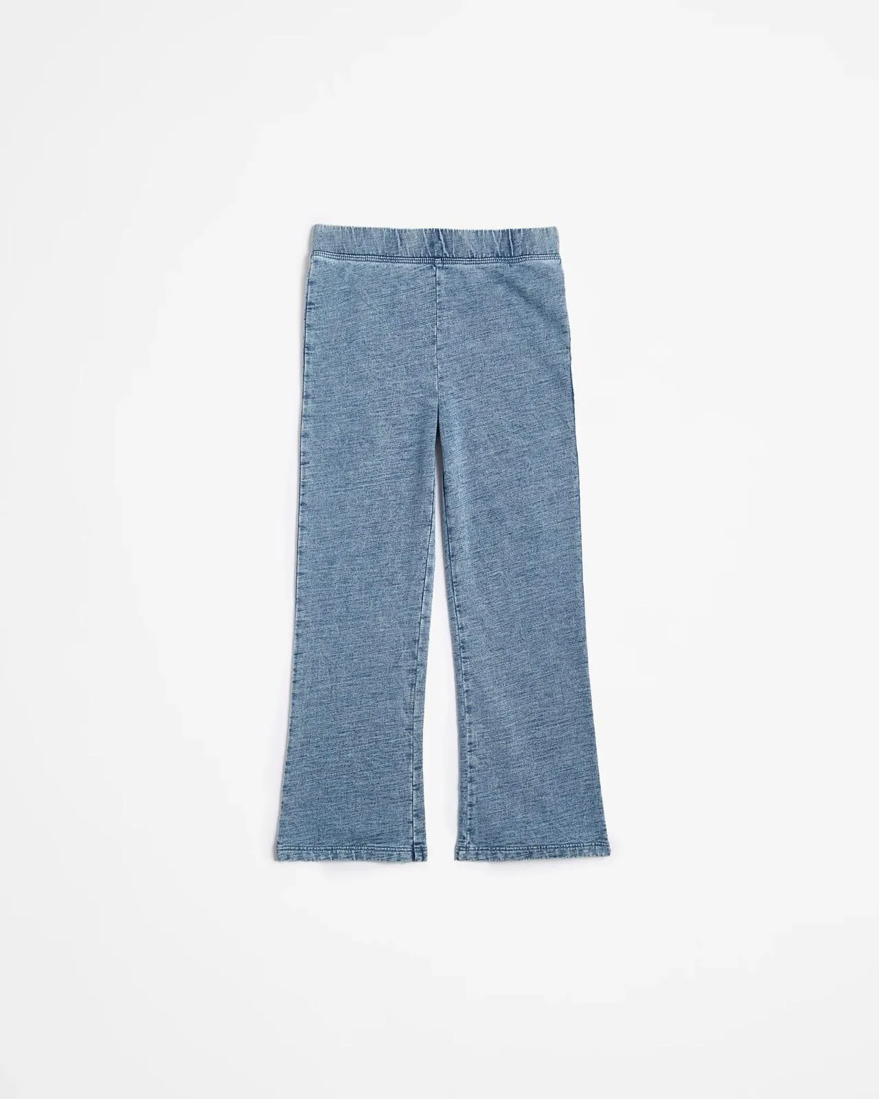 Australian Cotton Denim Knit Flare Leggings - Light Indigo