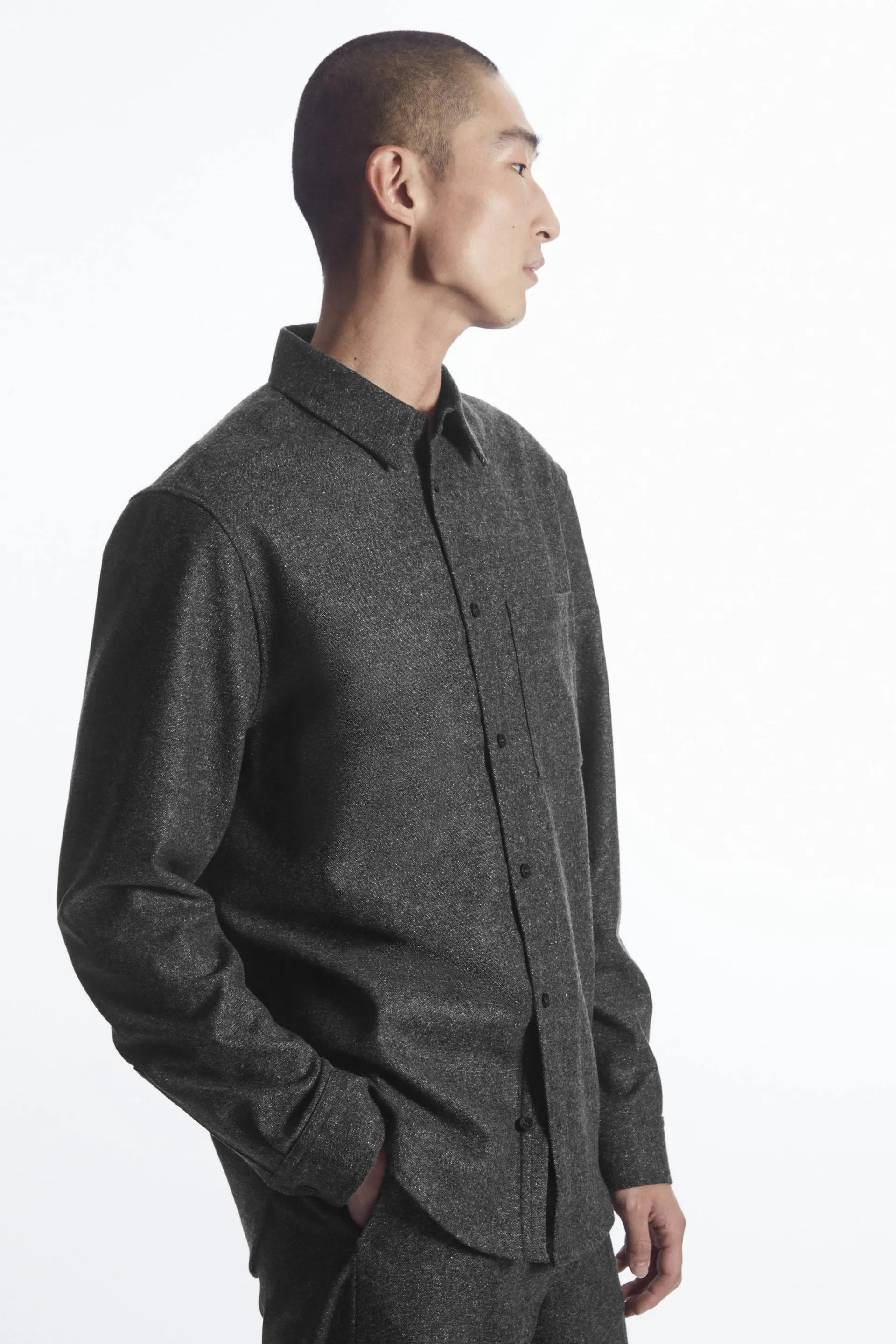 TEXTURED WOOL-JACQUARD SHIRT