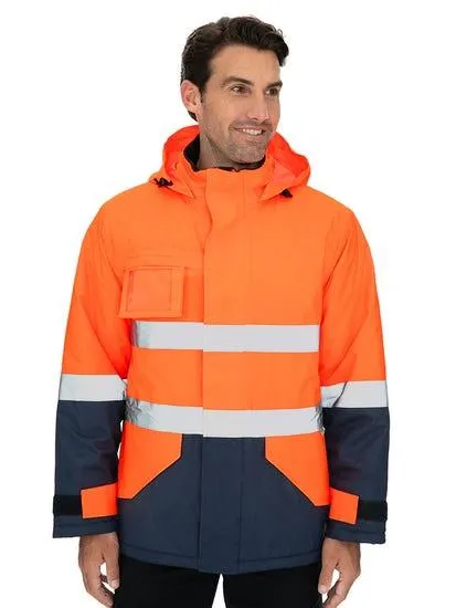 Traders 308 Work Quilted Hi Vis Jacket Orange Navy
