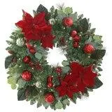 Pre-Lit Decorated Poinsettia Holiday Artificial Wreath 76.2cm