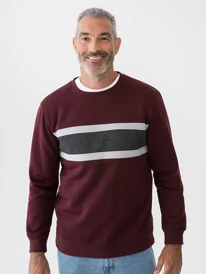 Mens Crew Neck Chest Panel Fleece Top