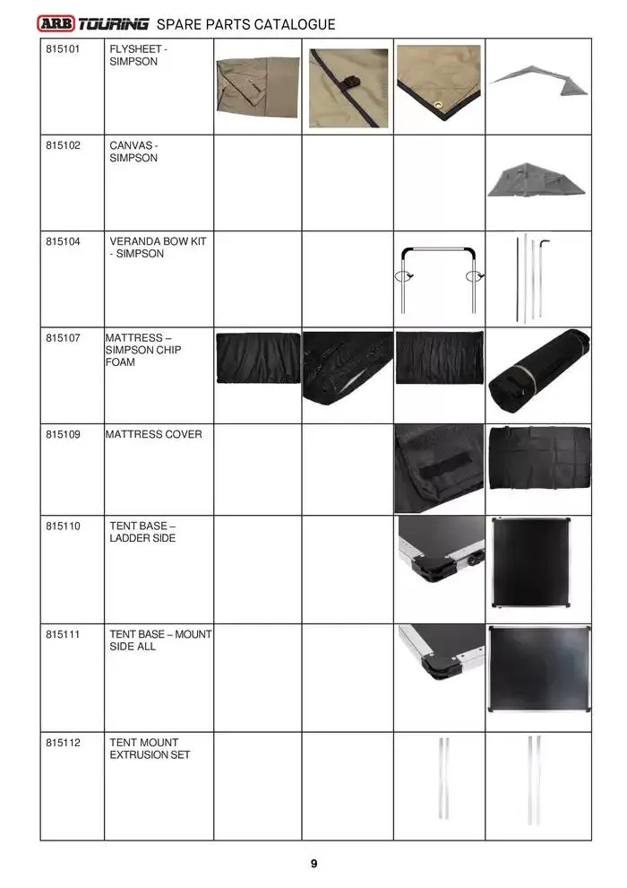 ARB Touring Spare Parts Catalogue - Catalogue valid from 14 March to 31 March 2025 - page 9