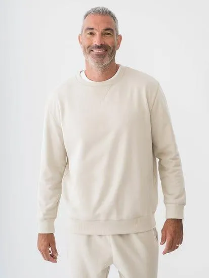 Mens Essential Crew Neck Fleece Top Stone