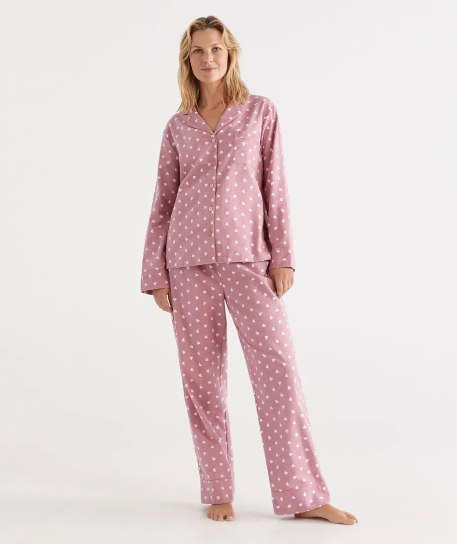 V FLANELETTE HEART L/S F/L PJ SET