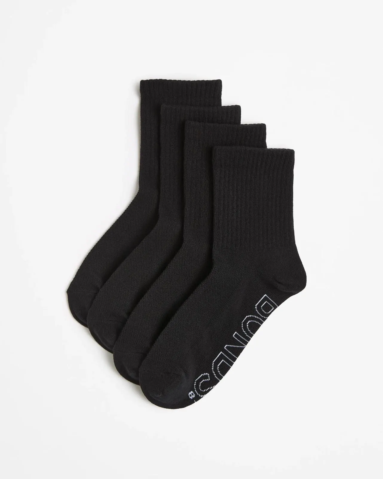 Logo Lightweight Crew Socks 4 Pack - Bonds - Black