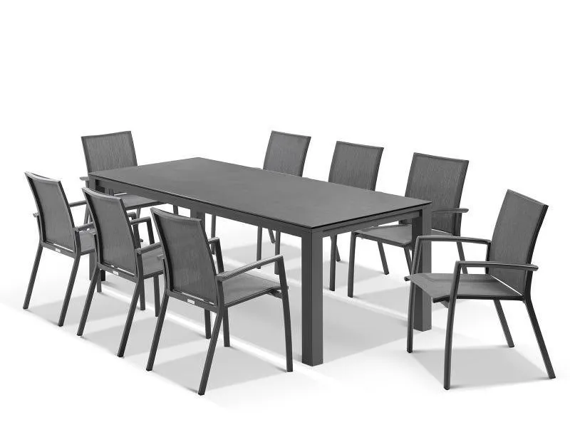Adele Ceramic table with Sevilla Chairs 9pc Outdoor Dining Setting