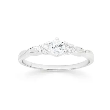 Silver CZ Fine Dress Ring