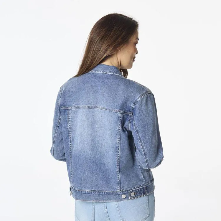 Khoko Collection Women's Denim Jacket Mid Wash
