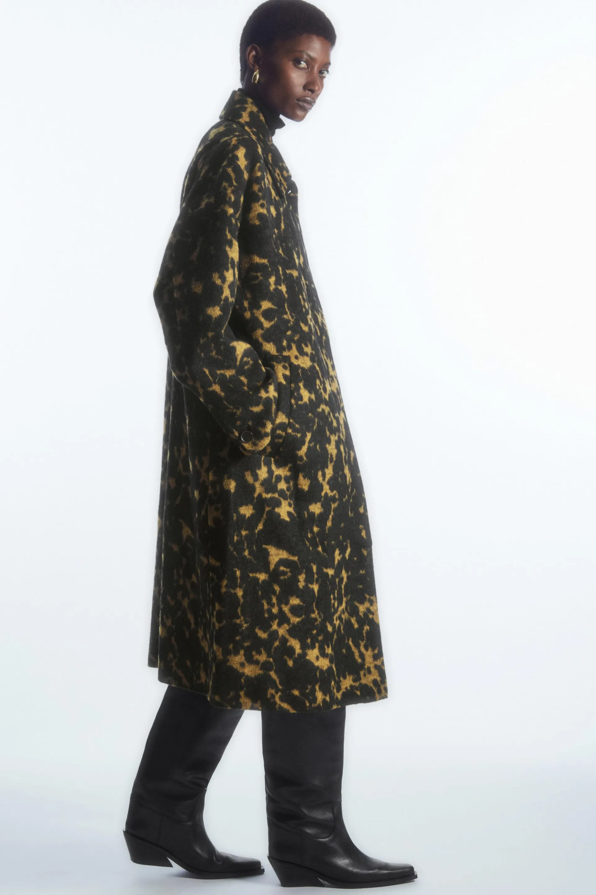 OVERSIZED TORTOISESHELL-PRINT WOOL COAT