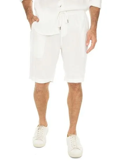 Riley Adams White Linen Shorts
