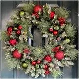 Pre-Lit Holiday Artificial Wreath Red 76.2cm