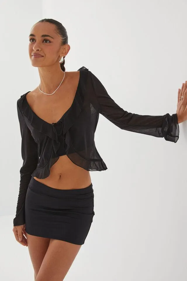 Britney Sheer Tie Front Top