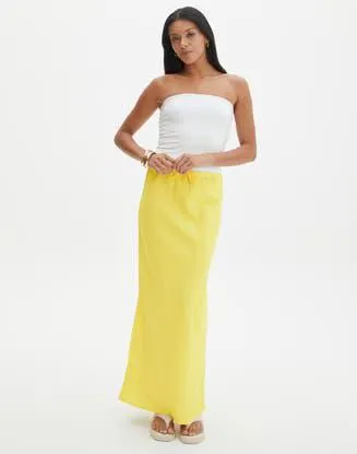 Linen Blend Maxi Skirt