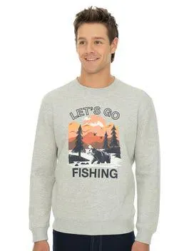 Lowes Mens Fishing Graphic Sloppy Joe Grey