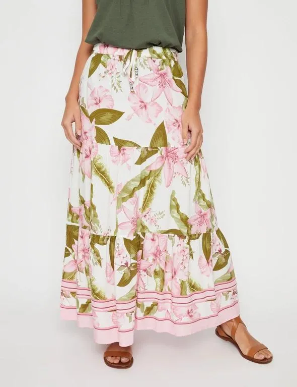 Millers Border Printed Tiered Maxi Skirt