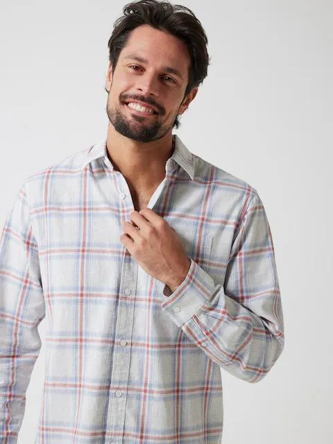 Just Jeans Long Sleeve Linen Blend Check Shirt