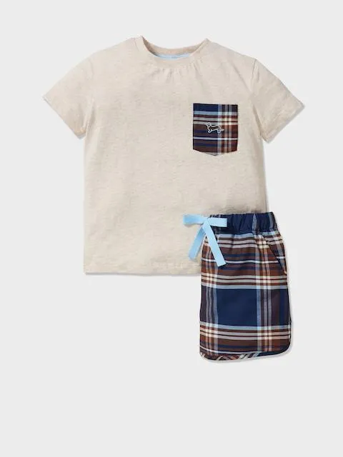Jnr Boys Check Short Pj Set