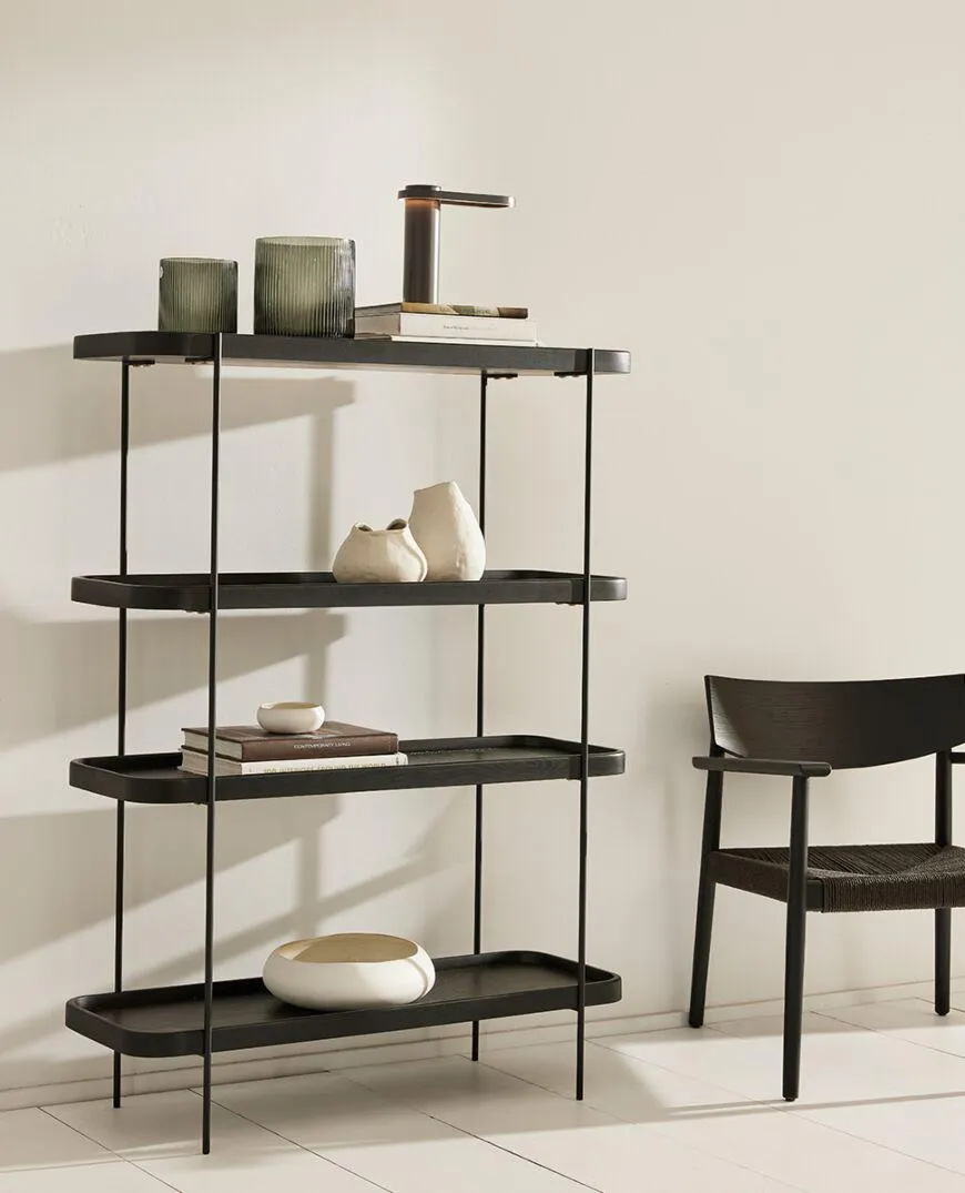 Idaho oak 4 shelf tall - black