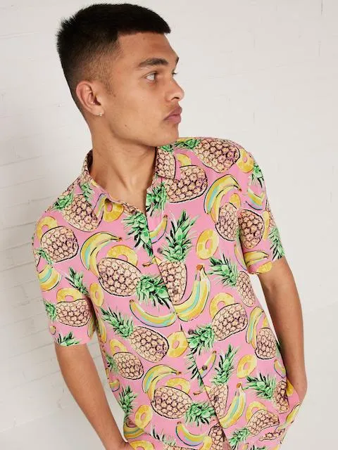 Pink Fruit Pine-Nana Resort Shirt