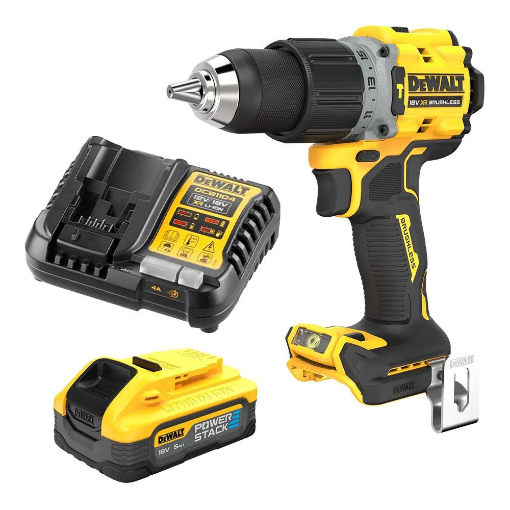 DeWalt DCD805H1-XE 18V 5.0Ah XR Li-ion Cordless Brushless 2-Speed Hammer Drill Driver Powerstack Combo Kit