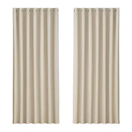 2X Blockout Curtains Blackout Window Curtain Eyelet 240x230cm Beige
