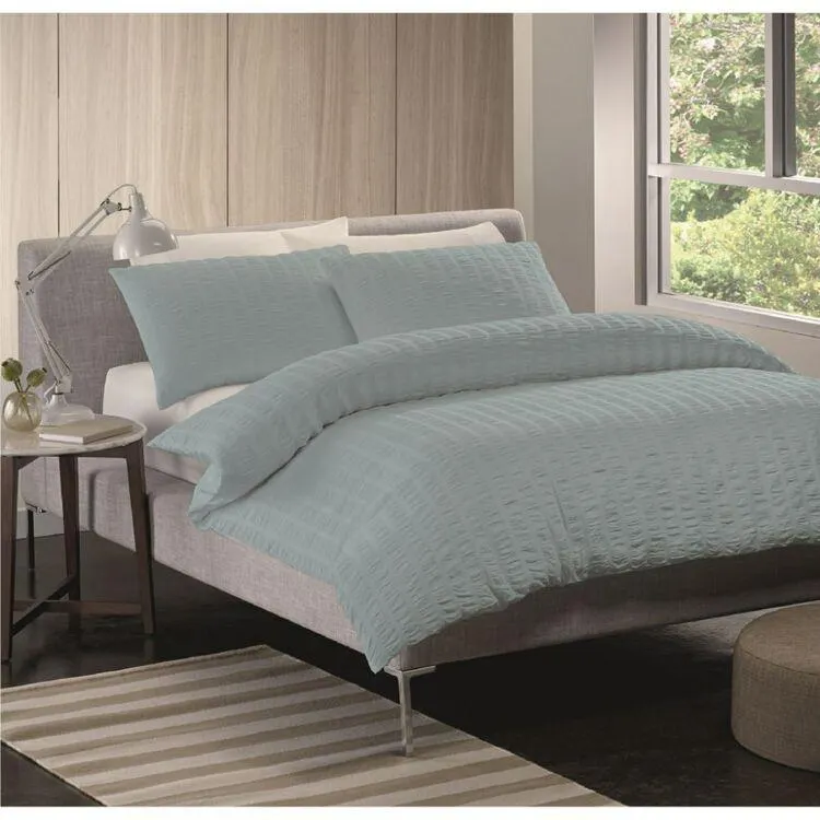 KOO Seersucker Quilt Cover Set Cloud Blue