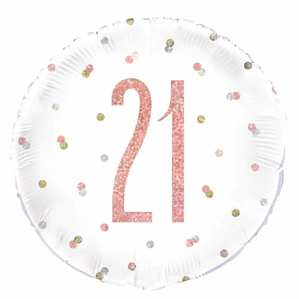Balloon Foil 45cm Age 21 Rose Gold Ea