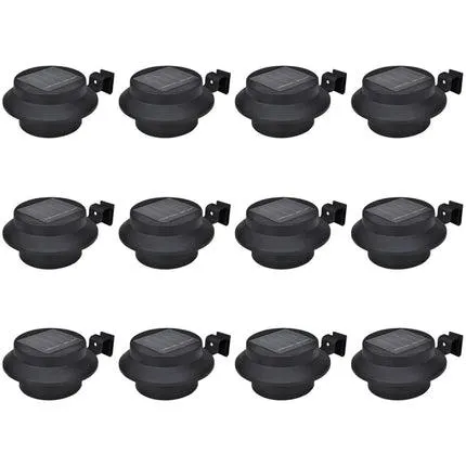 vidaXL Outdoor Solar Fence Lamps 12 pcs LED Black