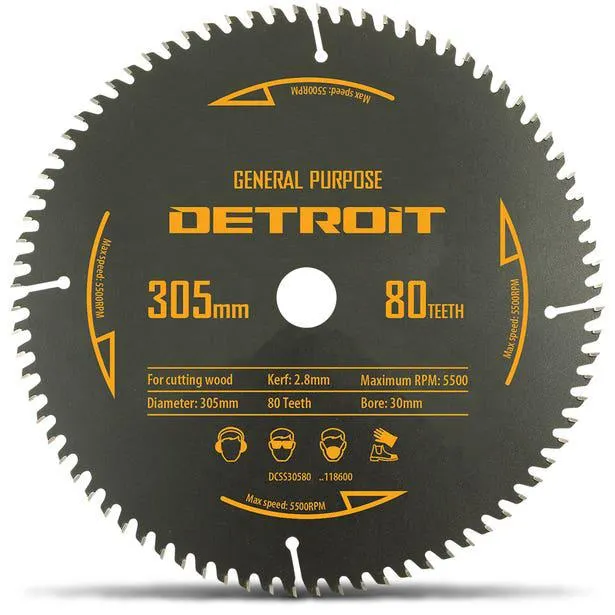 DETROIT 305mm 80T TCT Circular Saw Blade for Wood Cutting