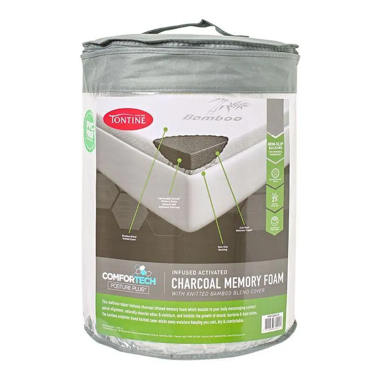 Tontine Comfortech Charcoal Infused Memory Foam Topper