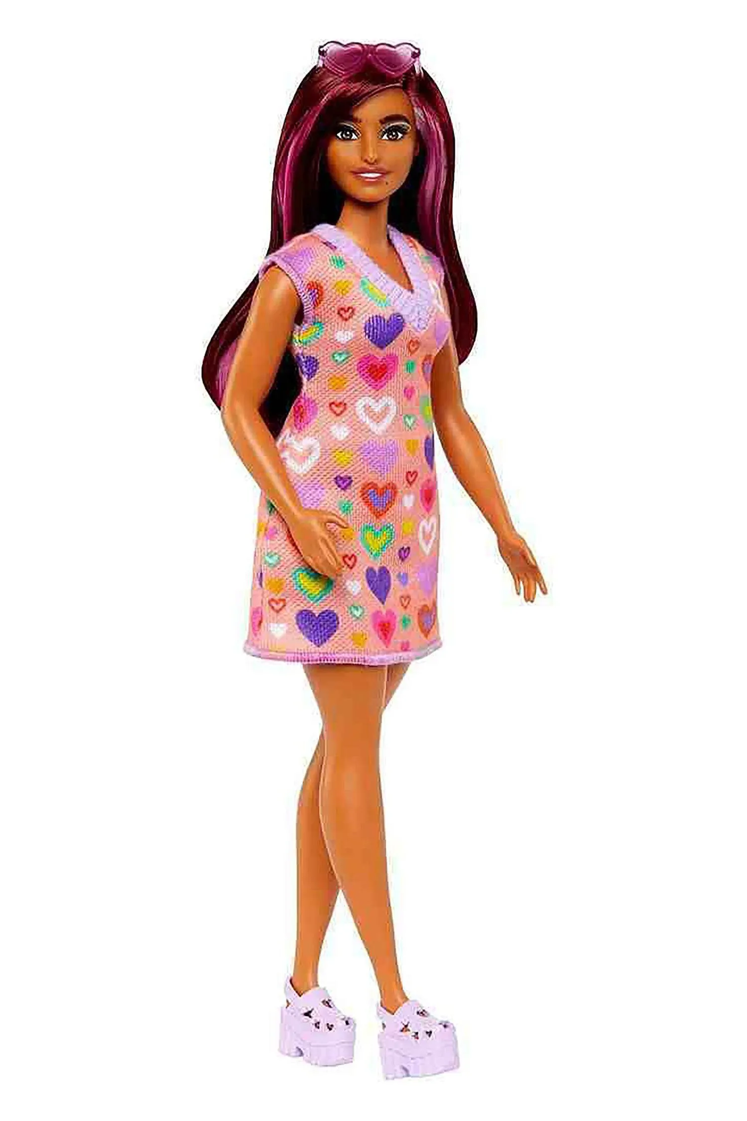 Barbie Fashionistas Doll 207 Heart-Print Sweater Dress