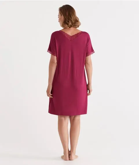 Berry Short Sleeve Knit Nightie