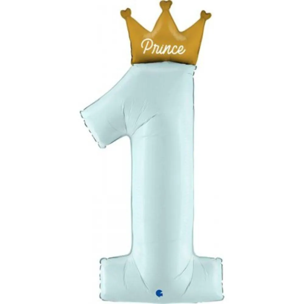 Balloon Foil Supershape 1st Birthday Prince Blue 1.1m Ea