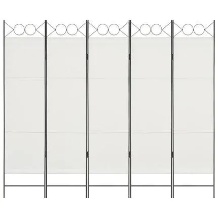 vidaXL 5-Panel Room Divider White 200x180 cm