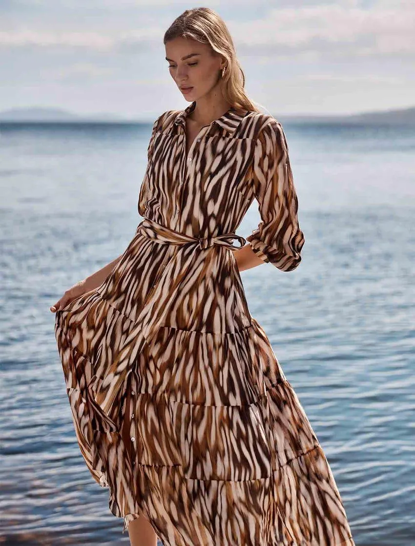 Sylvie Tiered Midi Shirt Dress