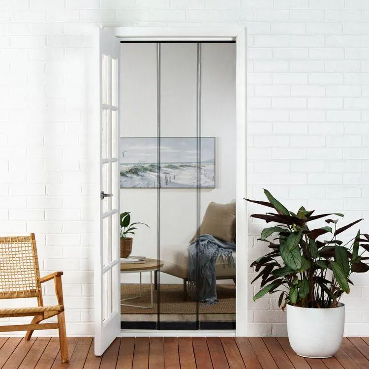 Emerald Hill Mesh Flywire Door Curtain Black 90 x 200 cm
