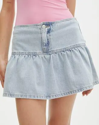Frill Denim Mini Skirt